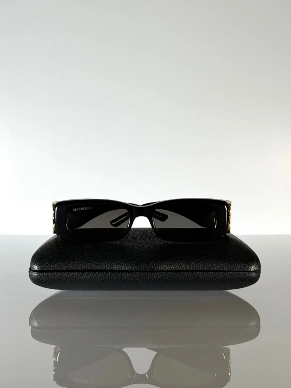 Balenciaga Dynasty Rectangle Sunglasses Black Gold BB0096S